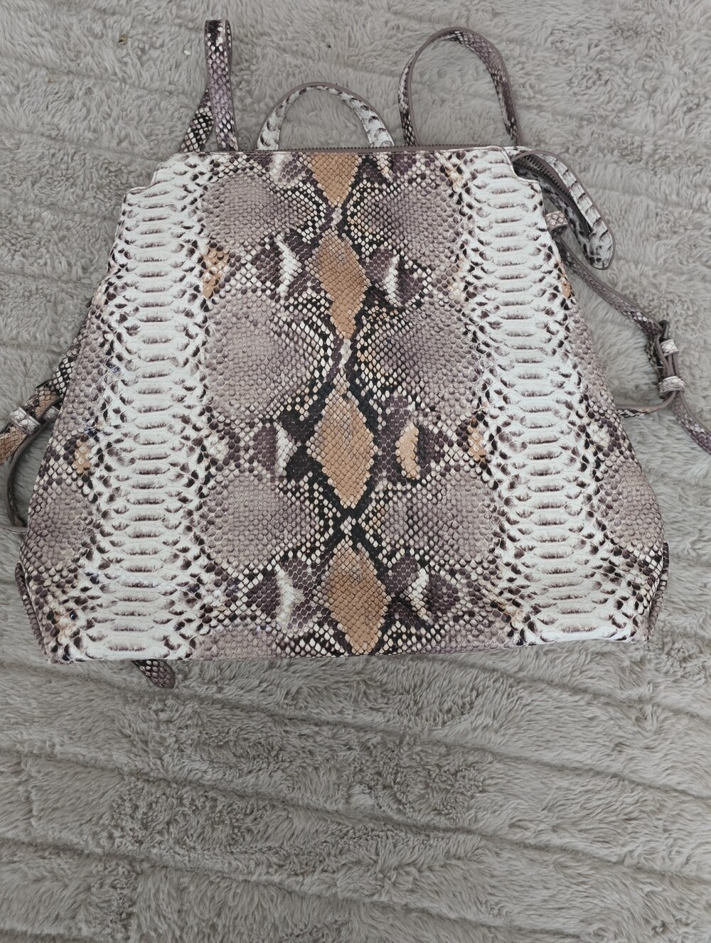 Python-Pattern Convertible Women’s Backpack in Neutral Taupe